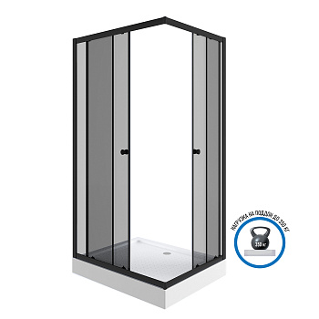 Душевой уголок Niagara Eco _0181432QT 100х80 стекло тонированное профиль черный с поддоном